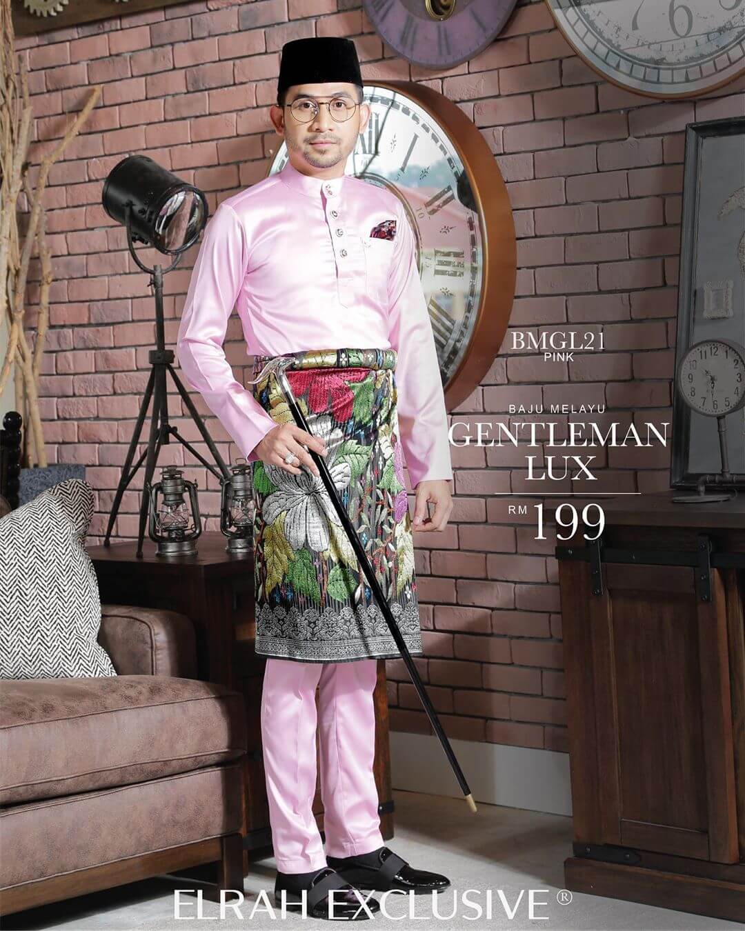  Baju  Melayu  Gentleman  Lux  Pink Elrah  Exclusive