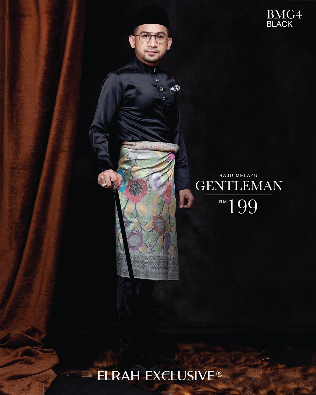  Baju  Melayu  Gentleman Black  Elrah Exclusive