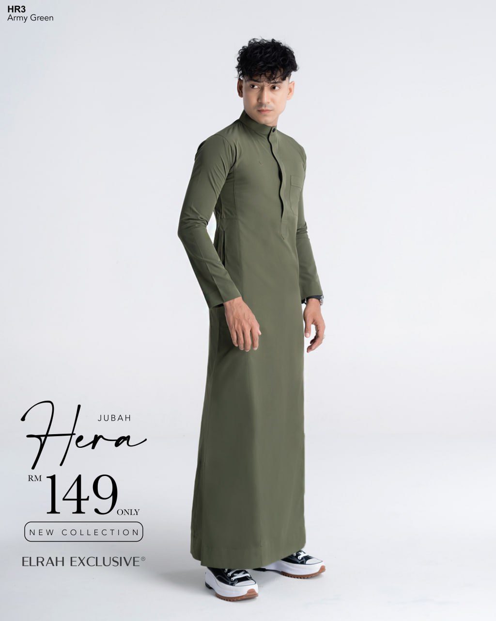 JUBAH HERA ARMY GREEN