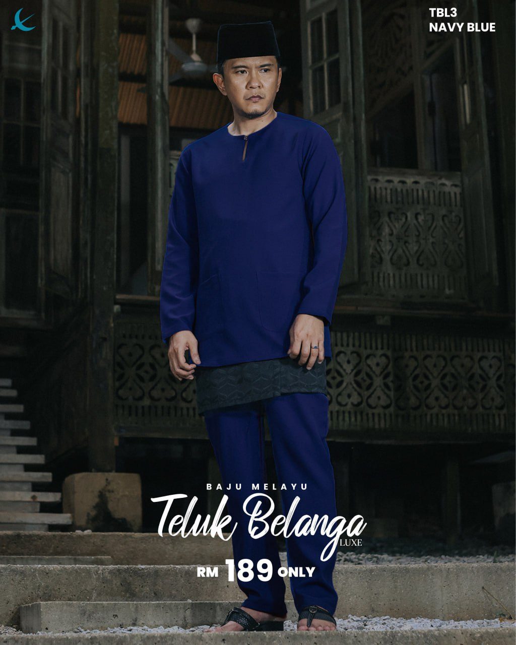 BAJU MELAYU TELUK BELANGA NAVY BLUE