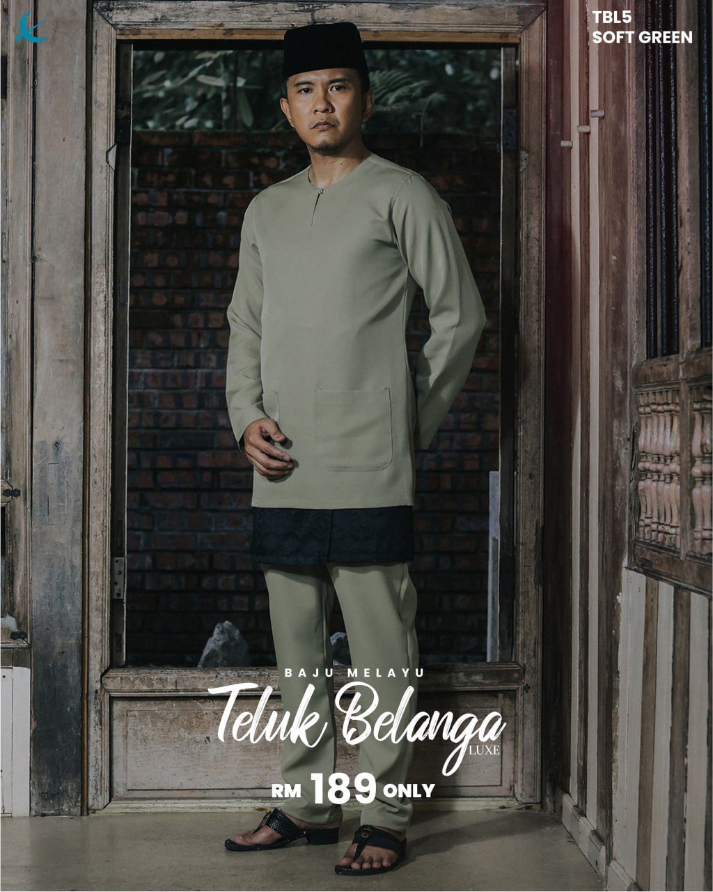 BAJU MELAYU TELUK BELANGA SOFT GREEN