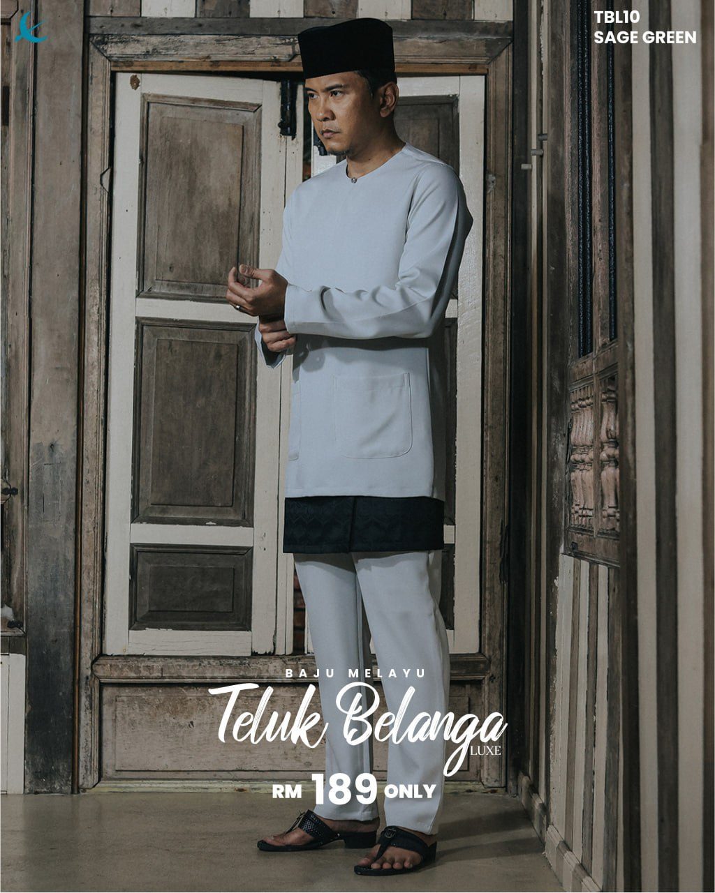 BAJU MELAYU TELUK BELANGA SAGE GREEN