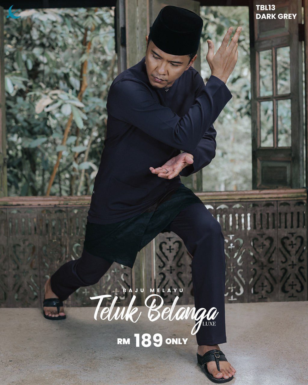 BAJU MELAYU TELUK BELANGA DARK GREY