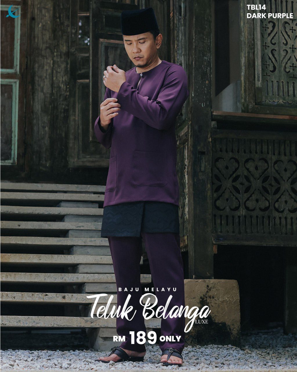 BAJU MELAYU TELUK BELANGA DARK PURPLE