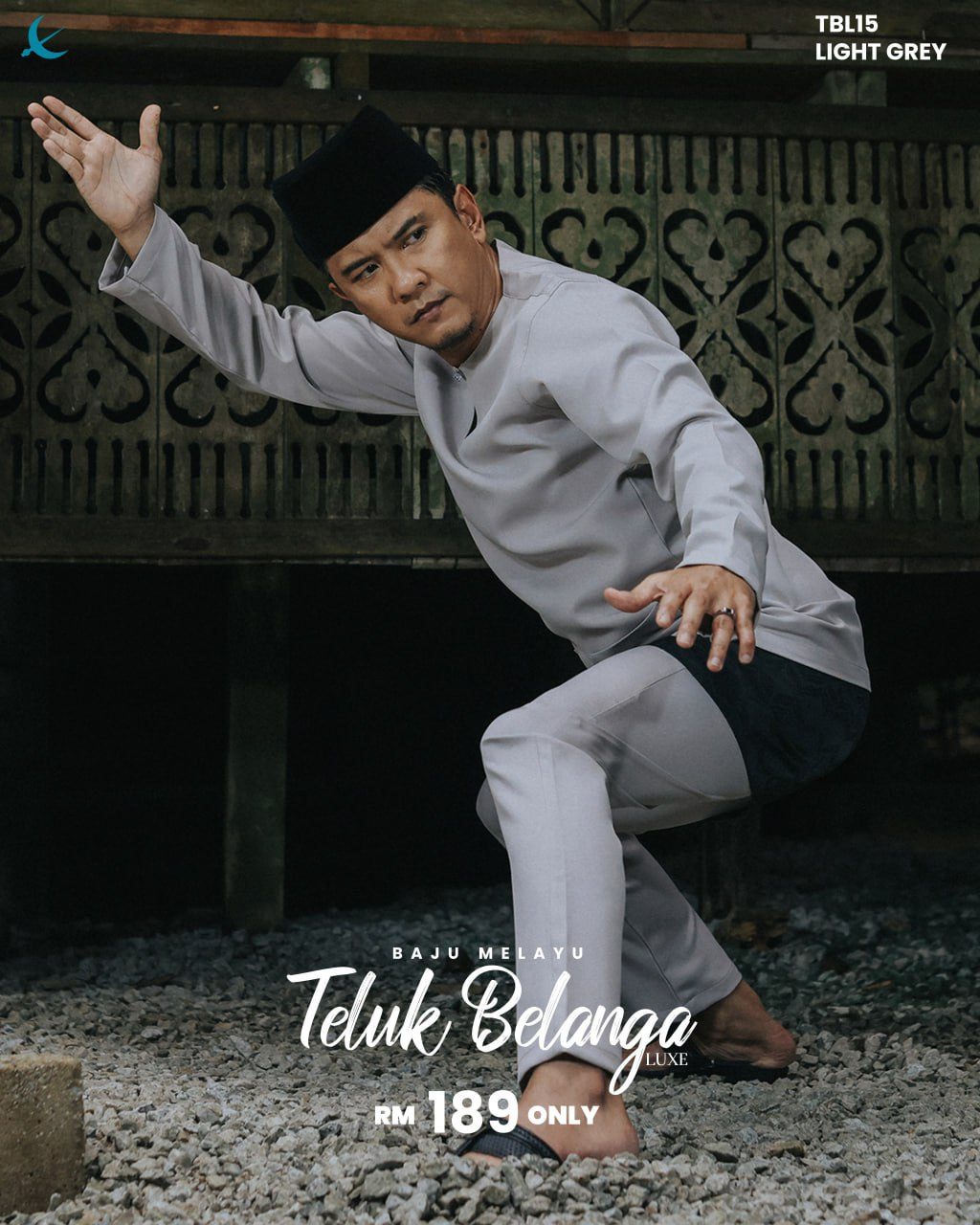 BAJU MELAYU TELUK BELANGA LIGHT GREY