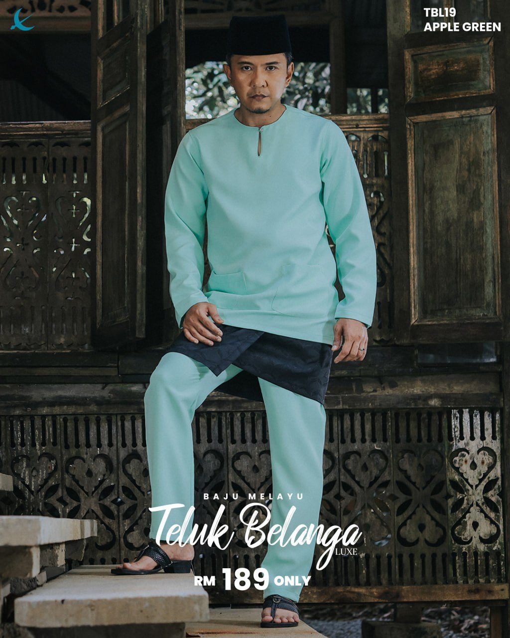 BAJU MELAYU TELUK BELANGA APPLE GREEN