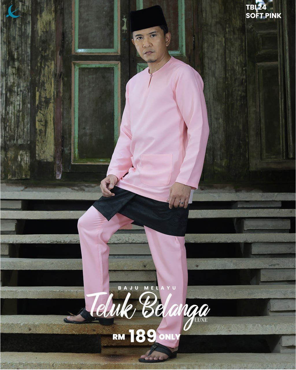 BAJU MELAYU TELUK BELANGA SOFT PINK