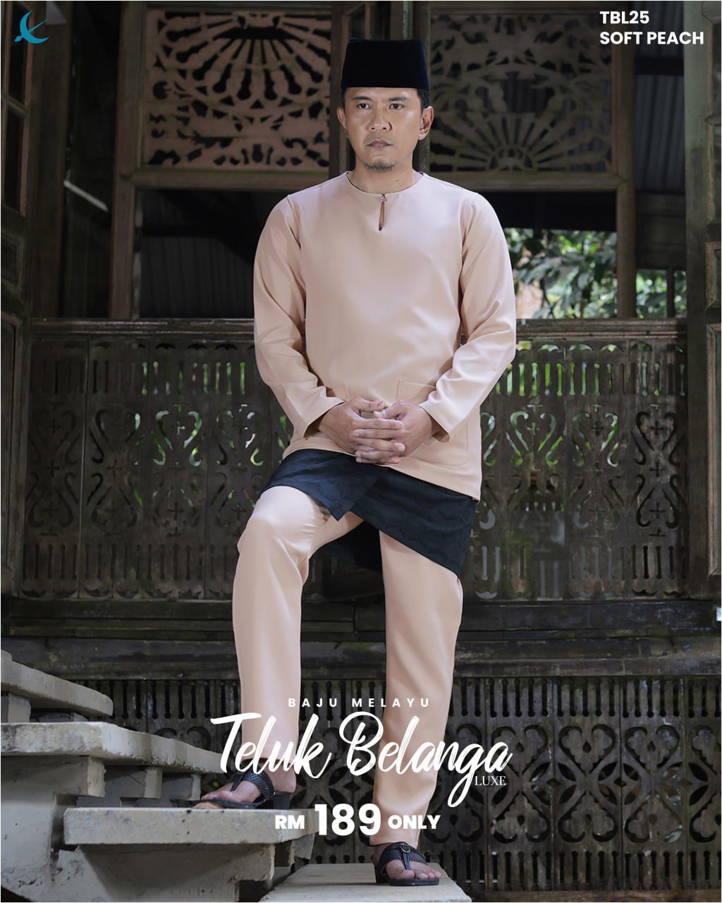 BAJU MELAYU TELUK BELANGA SOFT PEACH