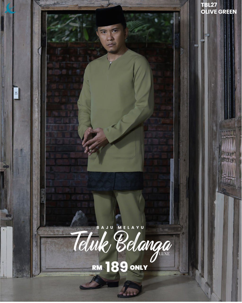 BAJU MELAYU TELUK BELANGA OLIVE GREEN