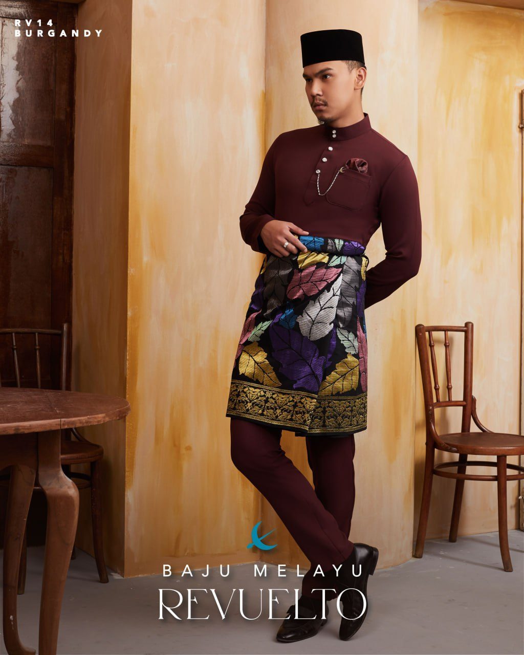 BAJU MELAYU REVUELTO BURGANDY