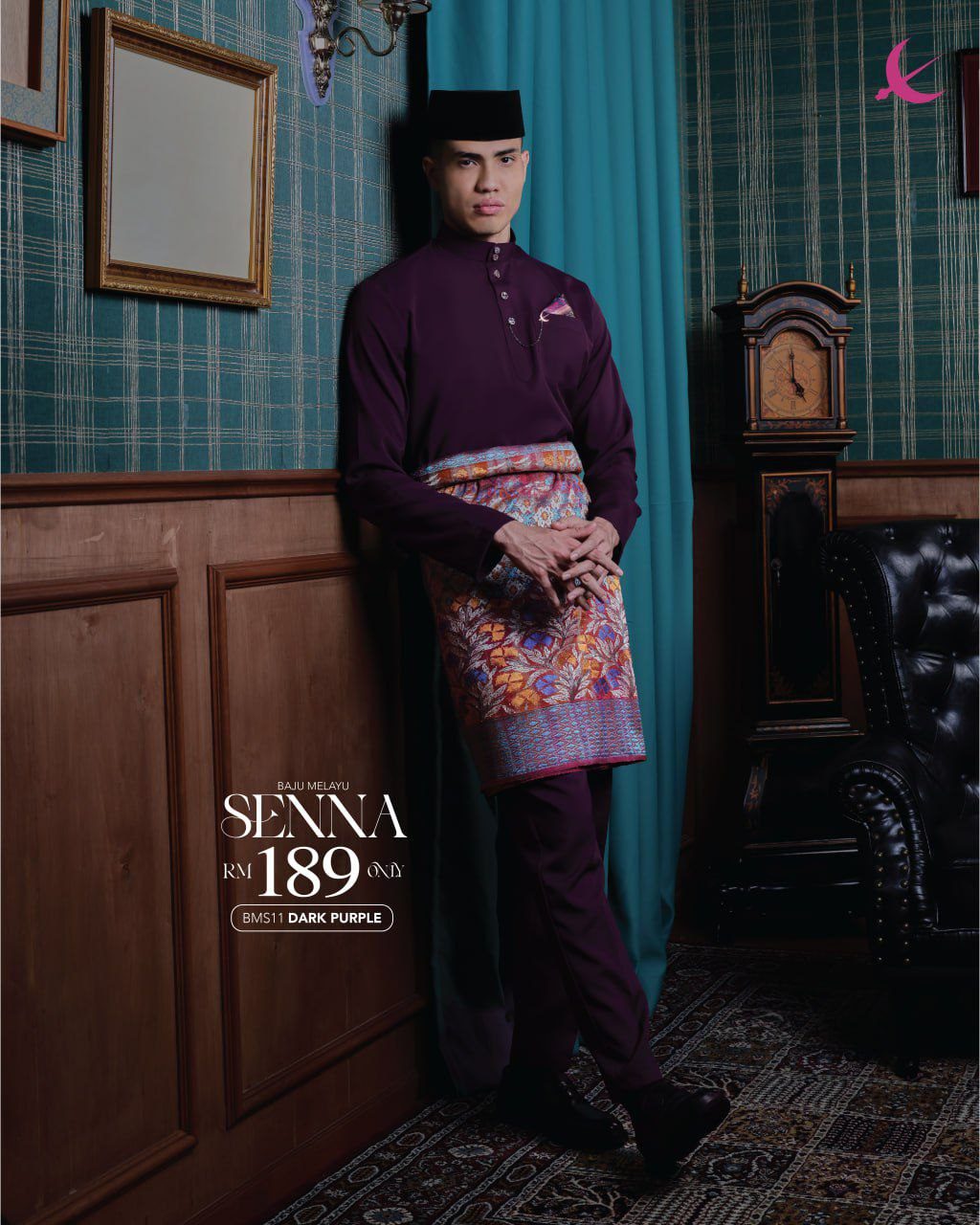 BAJU MELAYU SENNA DARK PURPLE