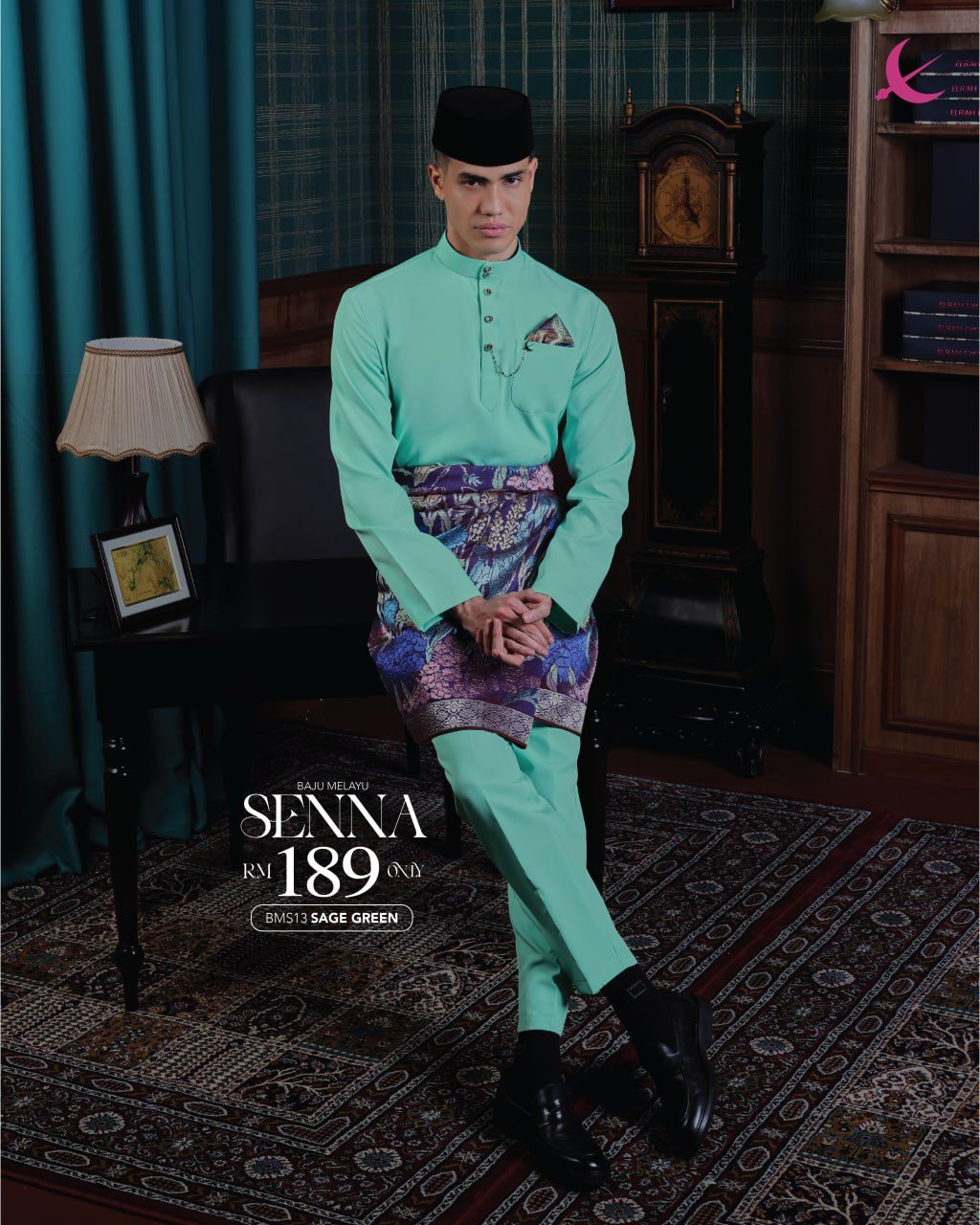 BAJU MELAYU SENNA SAGE GREEN