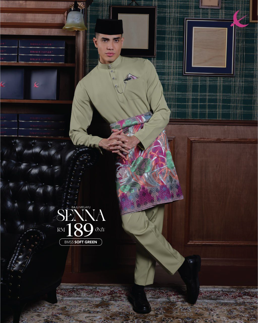 BAJU MELAYU SENNA SOFT GREEN