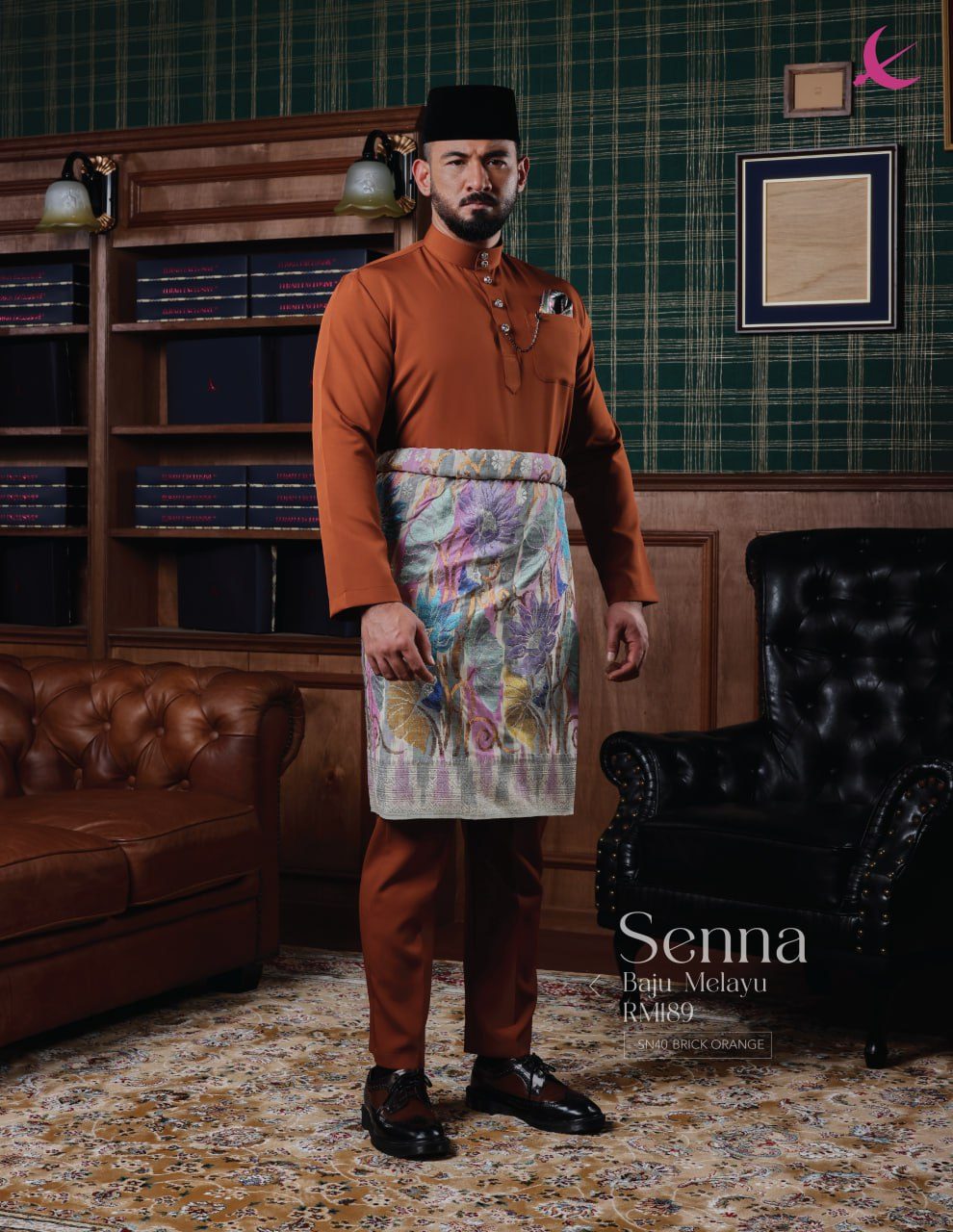 BAJU MELAYU SENNA BRICK ORANGE