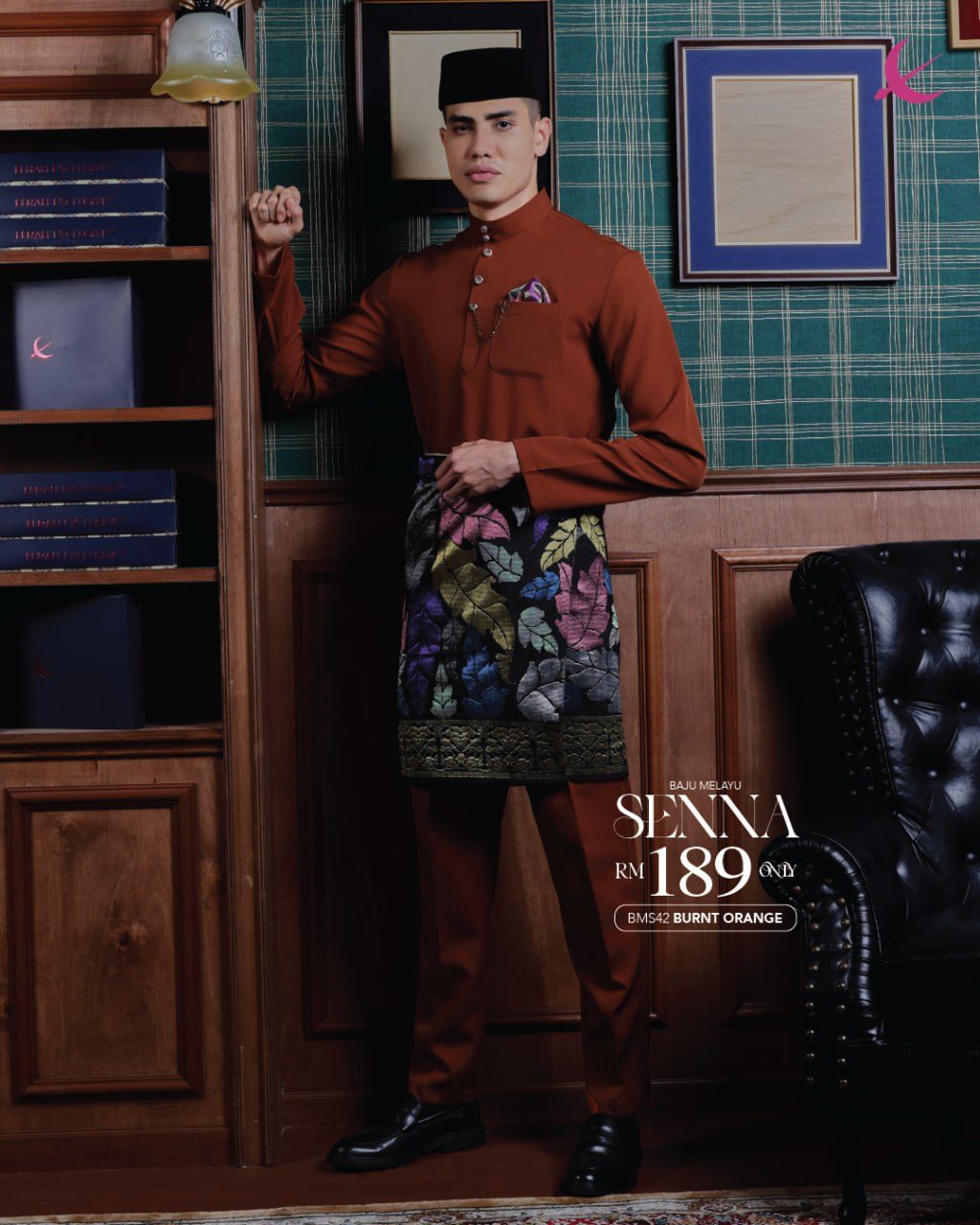 BAJU MELAYU SENNA BURNT ORANGE