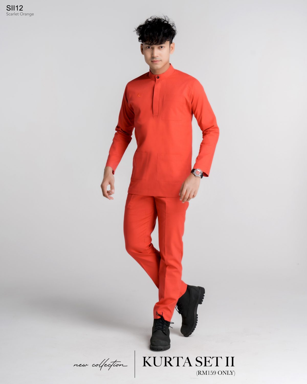 KURTA SET II SCARLET ORANGE