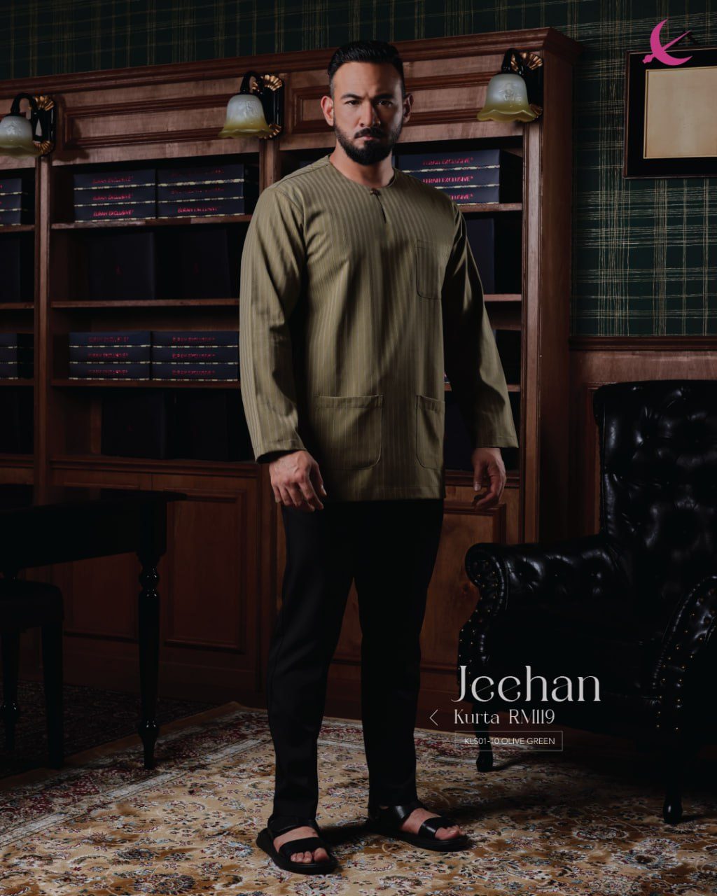 KURTA JEEHAN OLIVE GREEN
