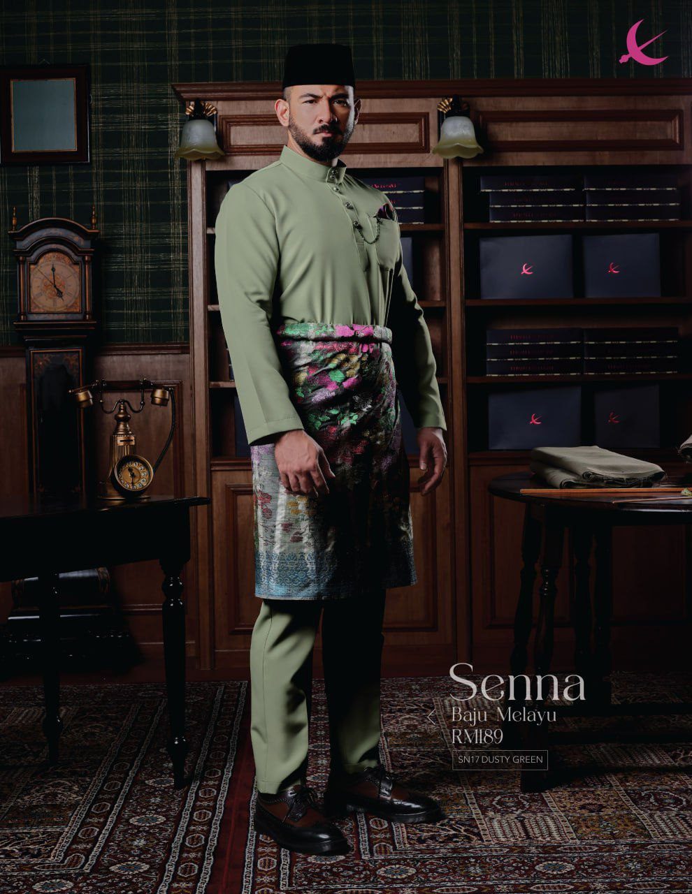 BAJU MELAYU SENNA DUSTY GREEN