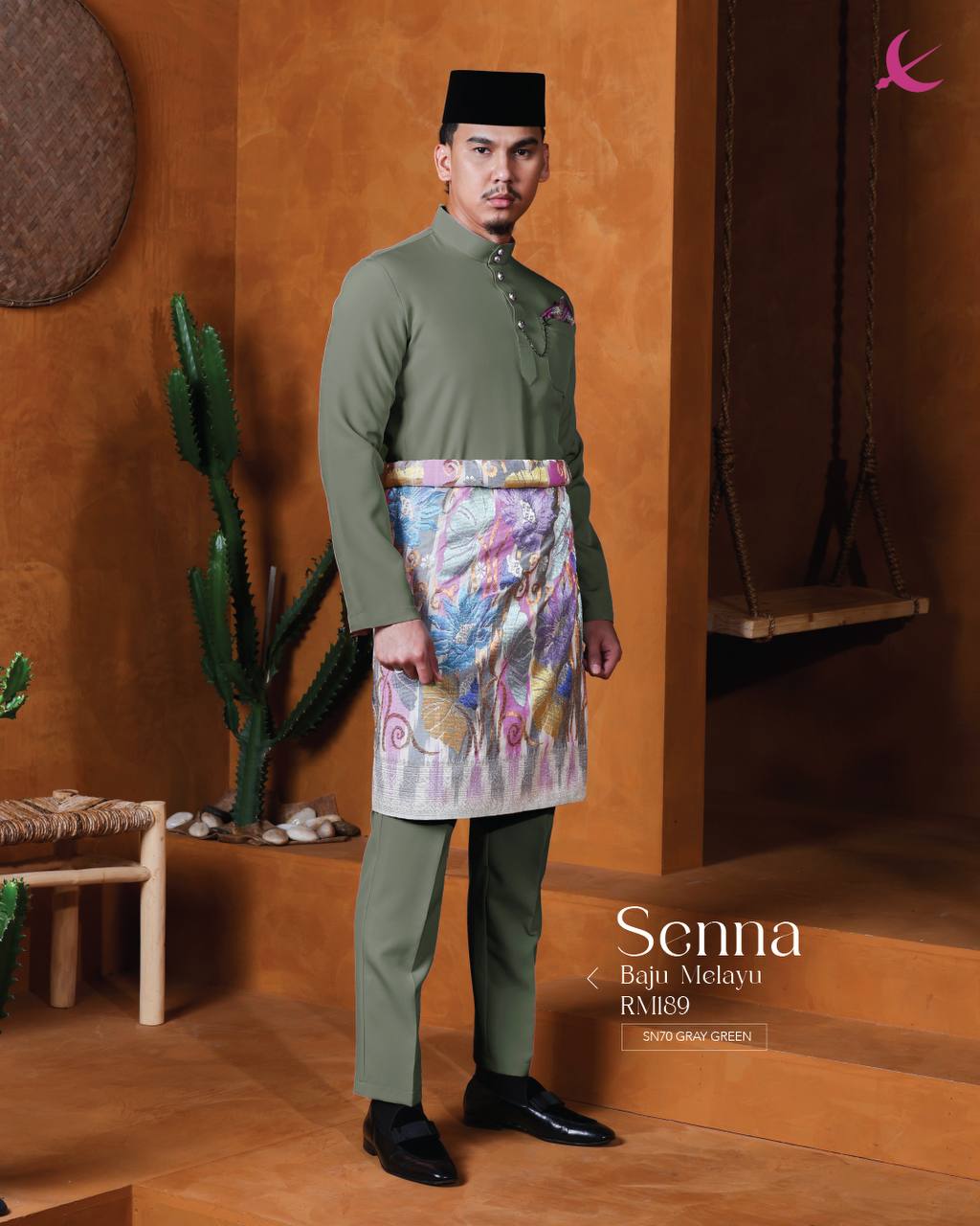 BAJU MELAYU SENNA GRAY GREEN