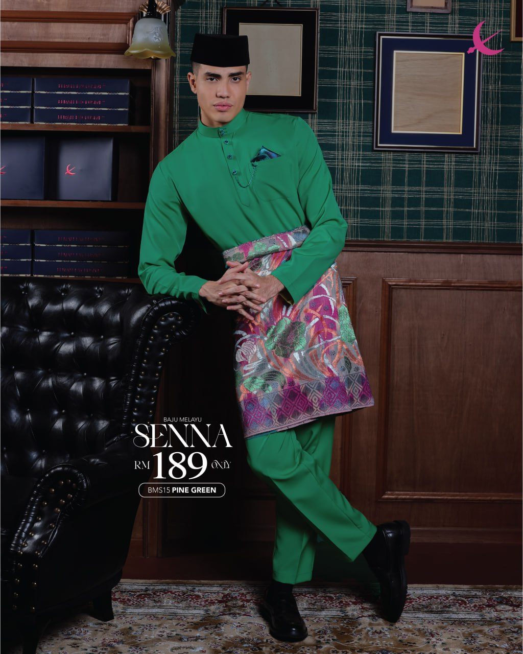 BAJU MELAYU SENNA PINE GREEN
