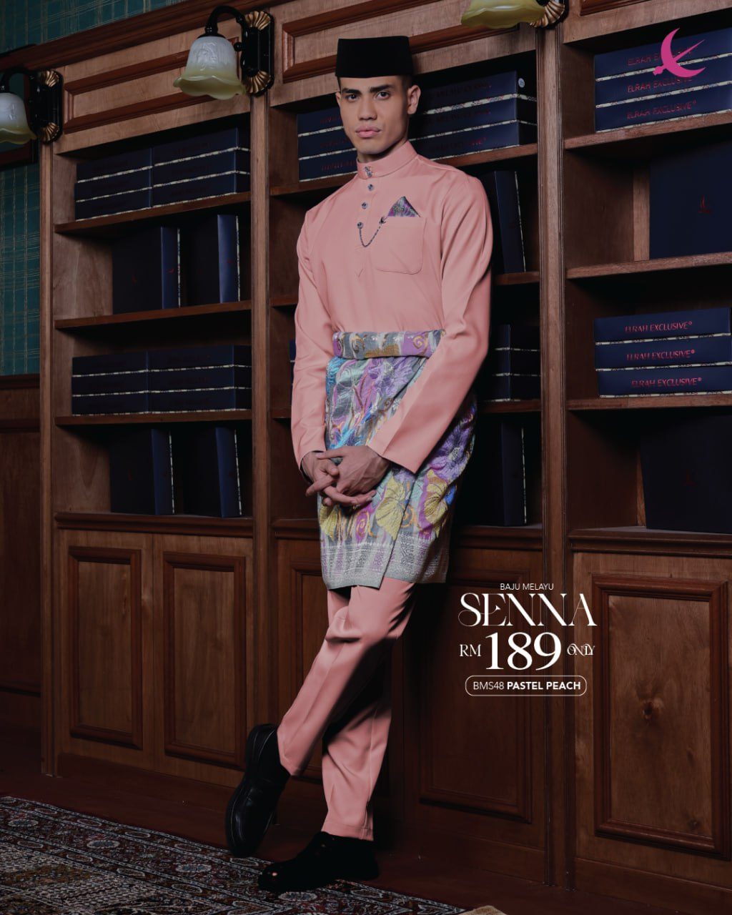 BAJU MELAYU SENNA PASTEL PEACH