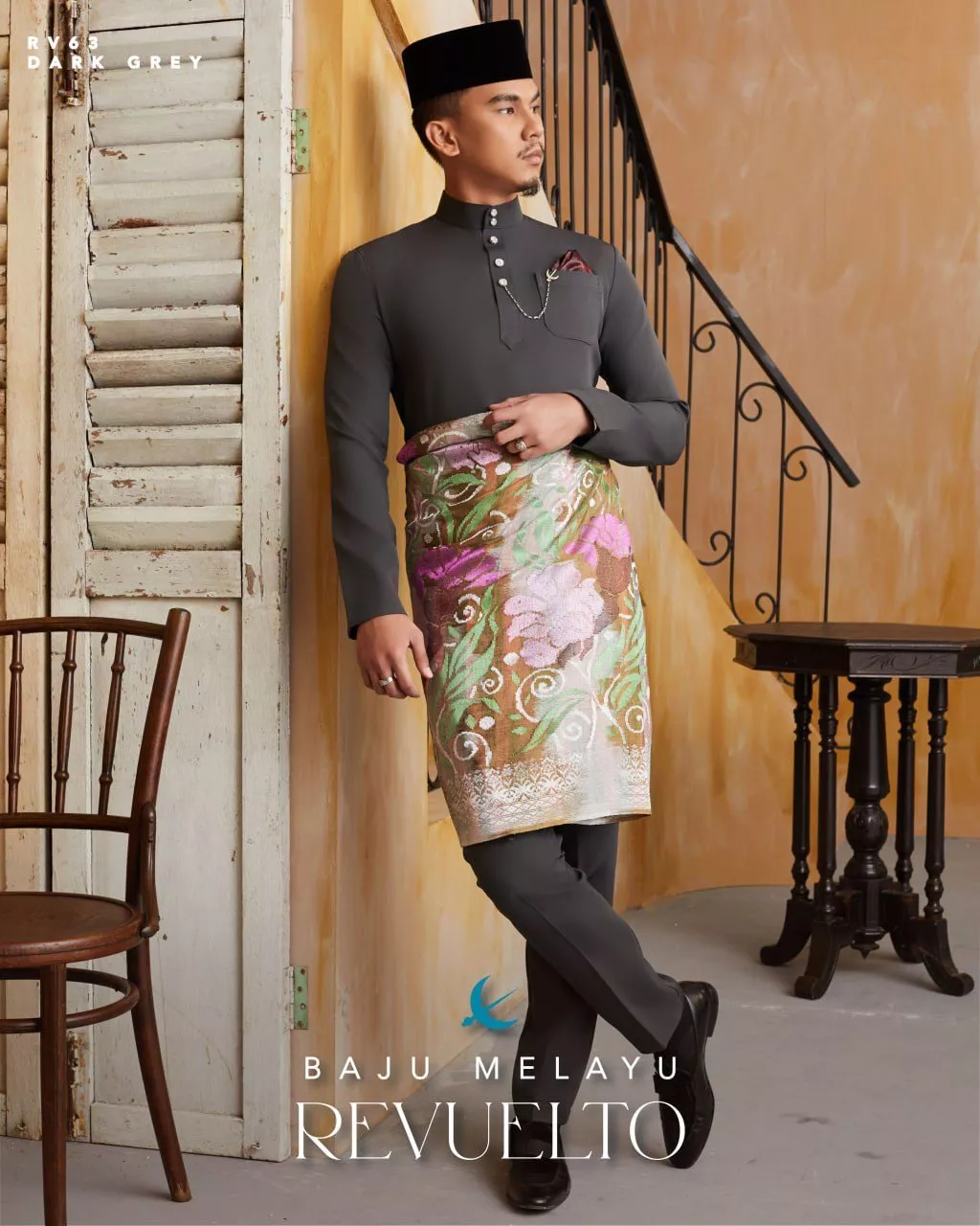 BAJU MELAYU REVUELTO DARK GREY