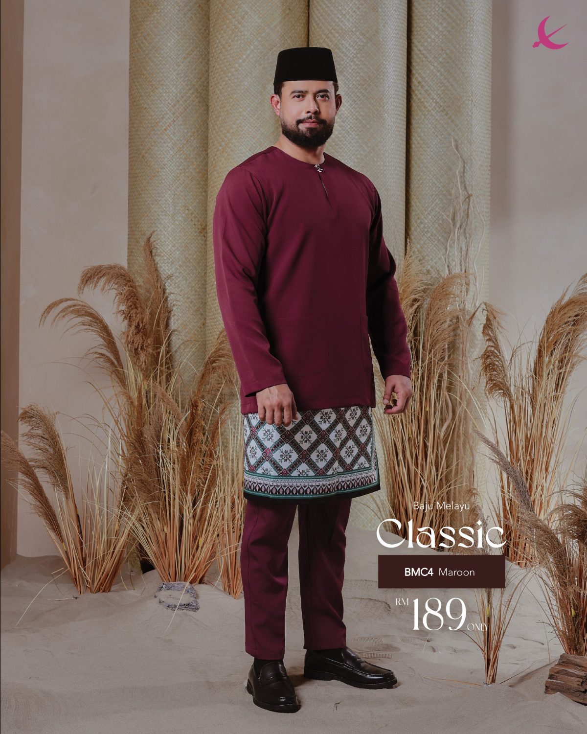 BAJU MELAYU TELUK BELANGA CLASSIC MAROON