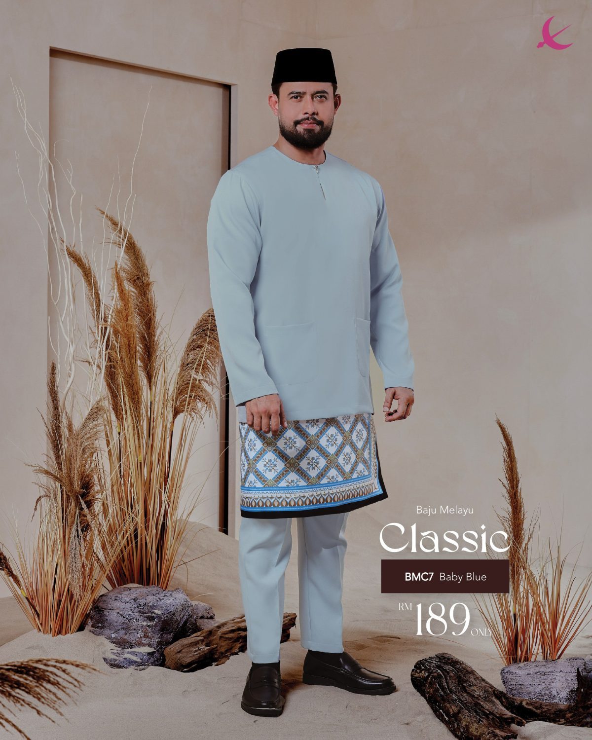 BAJU MELAYU TELUK BELANGA CLASSIC BABY BLUE