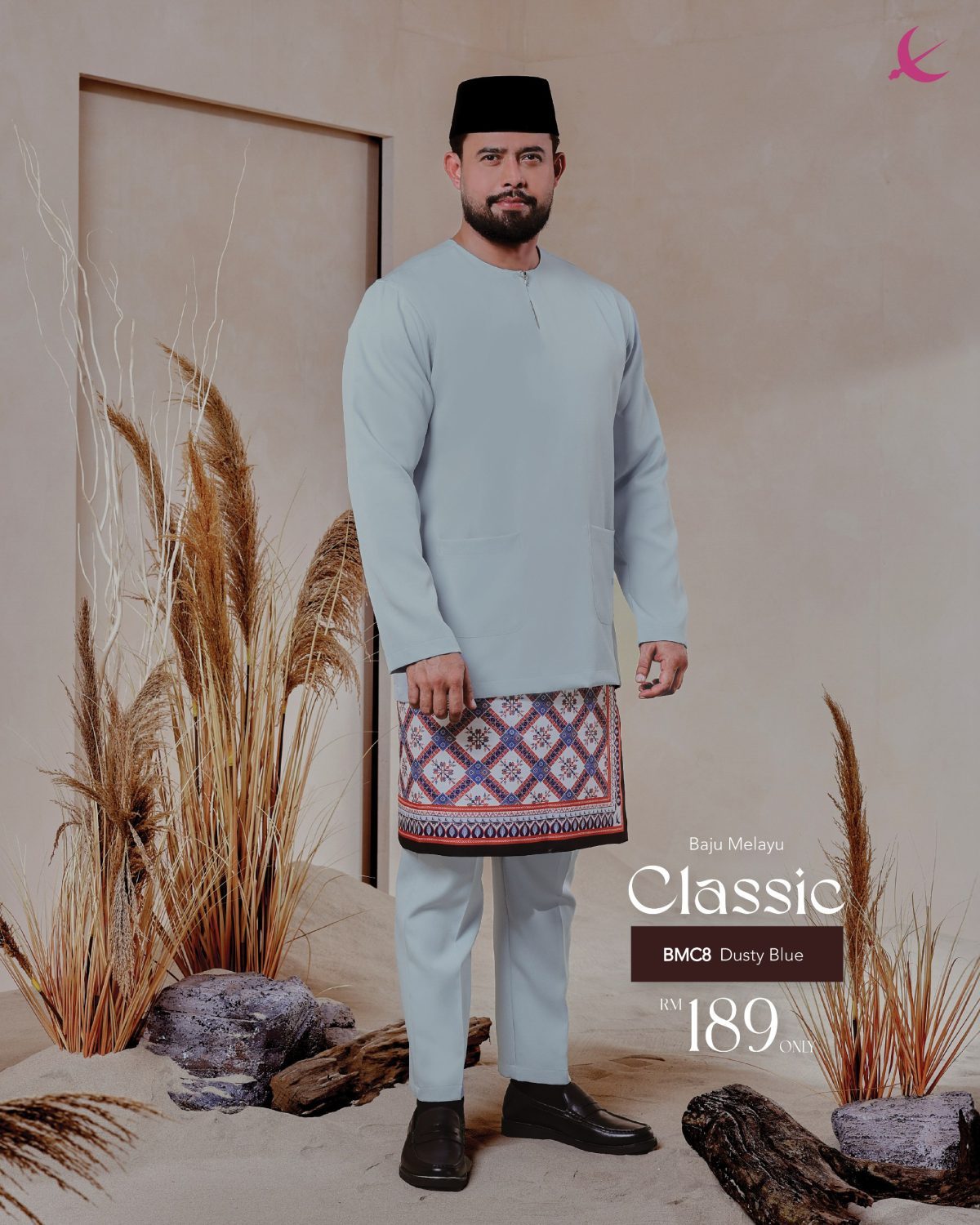 BAJU MELAYU TELUK BELANGA CLASSIC DUSTY BLUE