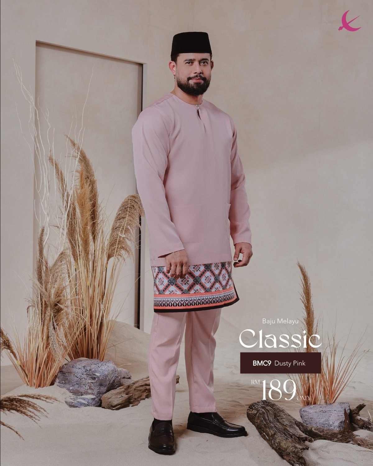 BAJU MELAYU TELUK BELANGA CLASSIC DUSTY PINK