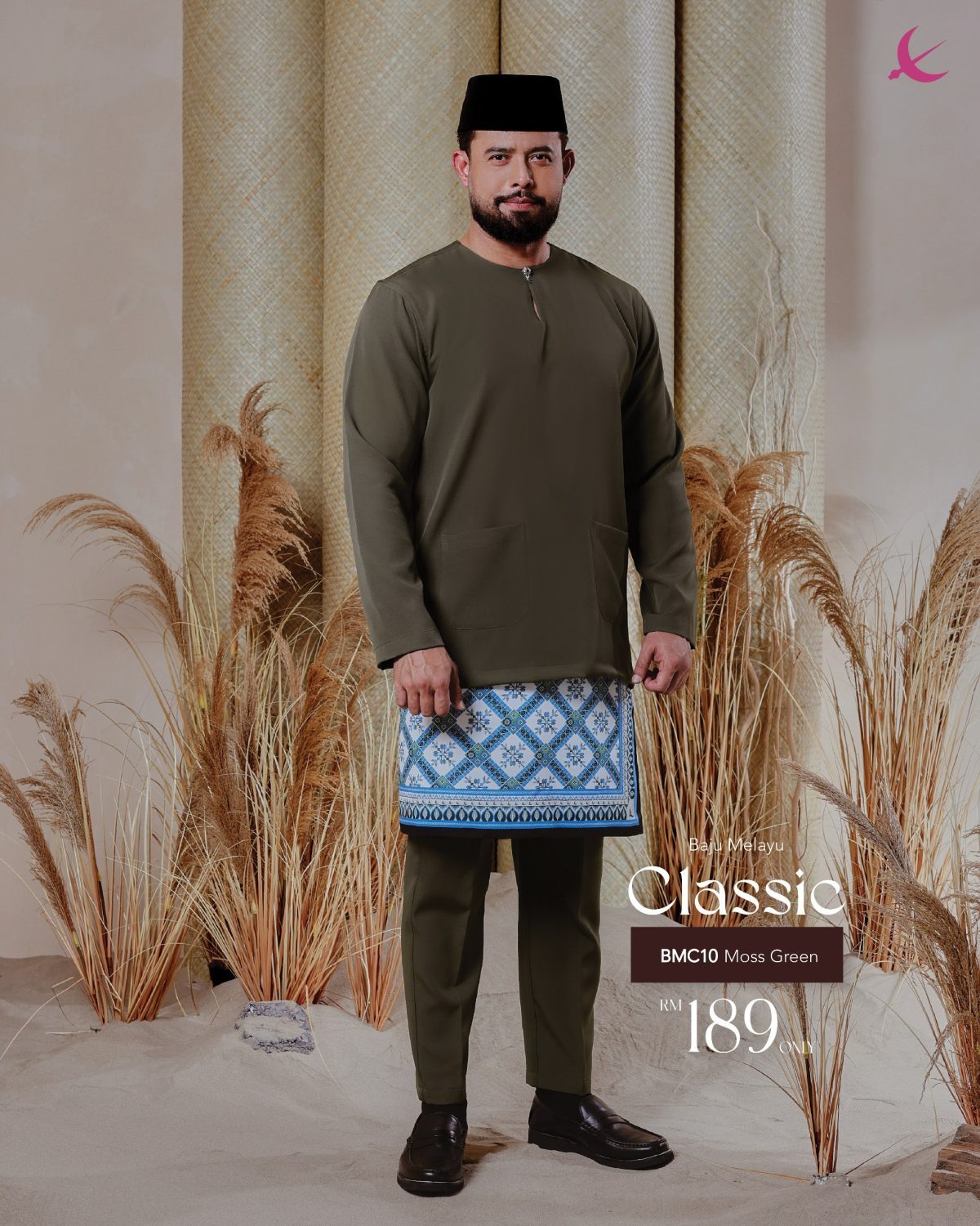 BAJU MELAYU TELUK BELANGA CLASSIC MOSS GREEN