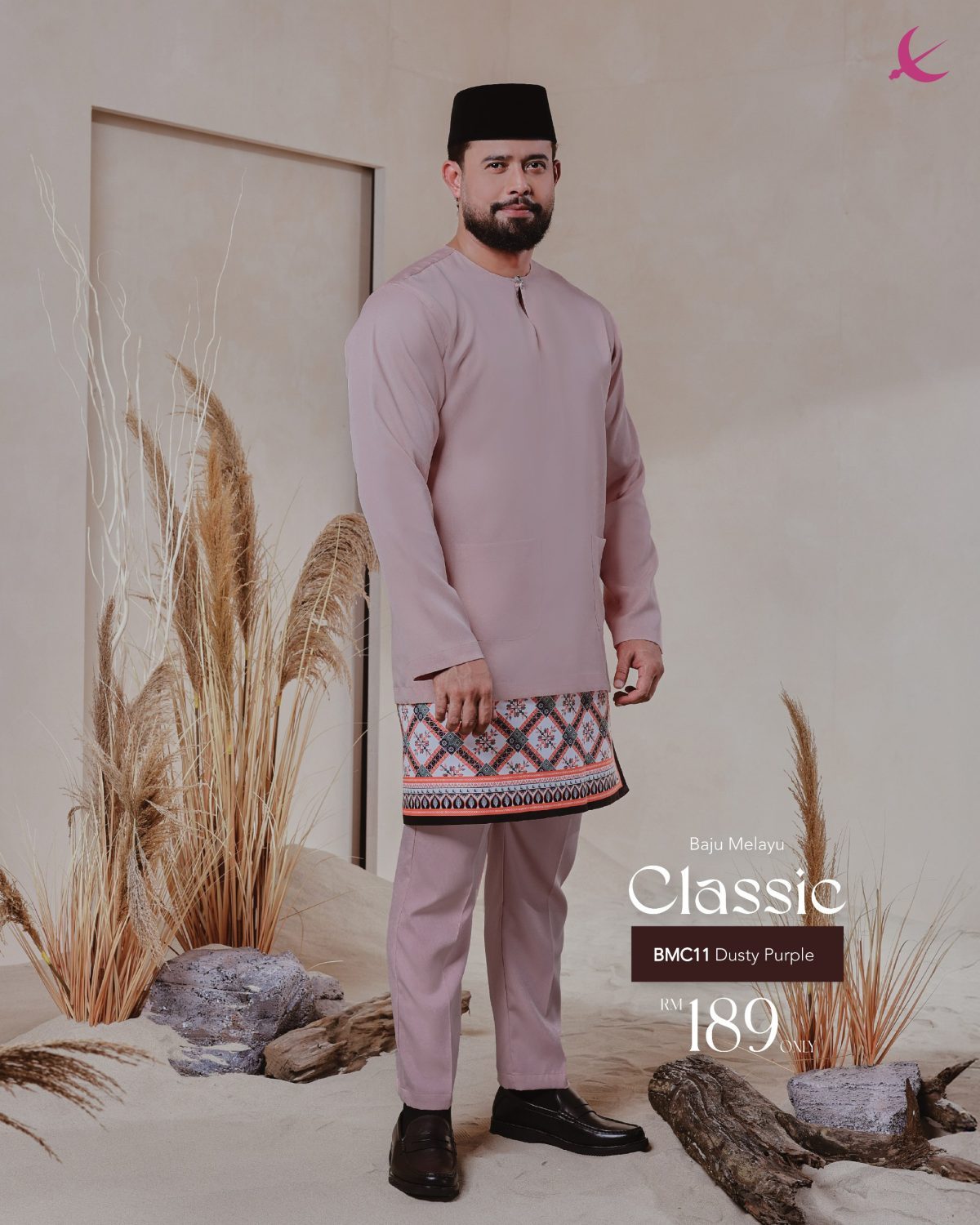 BAJU MELAYU TELUK BELANGA CLASSIC DUSTY PURPLE