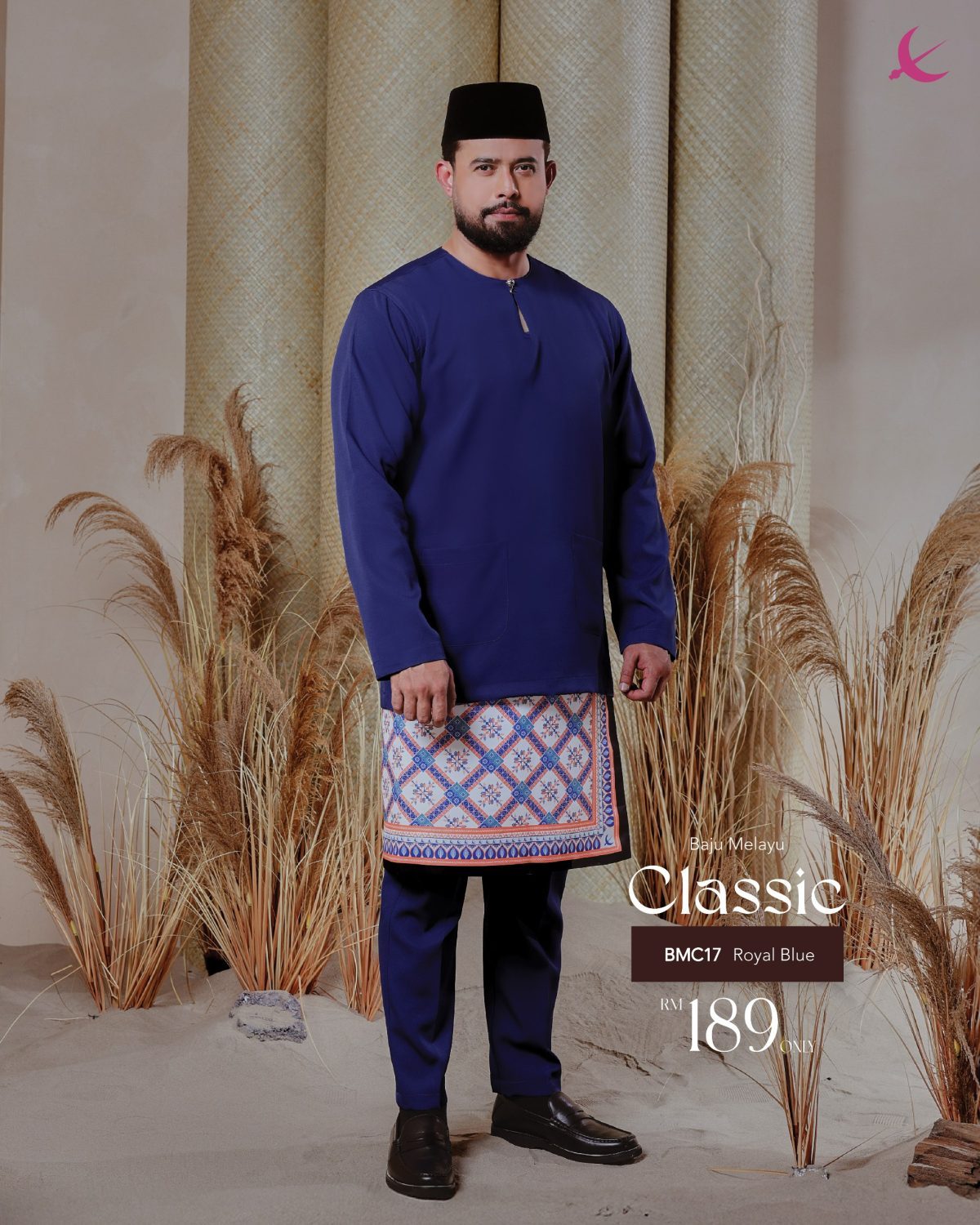 BAJU MELAYU TELUK BELANGA CLASSIC ROYAL BLUE