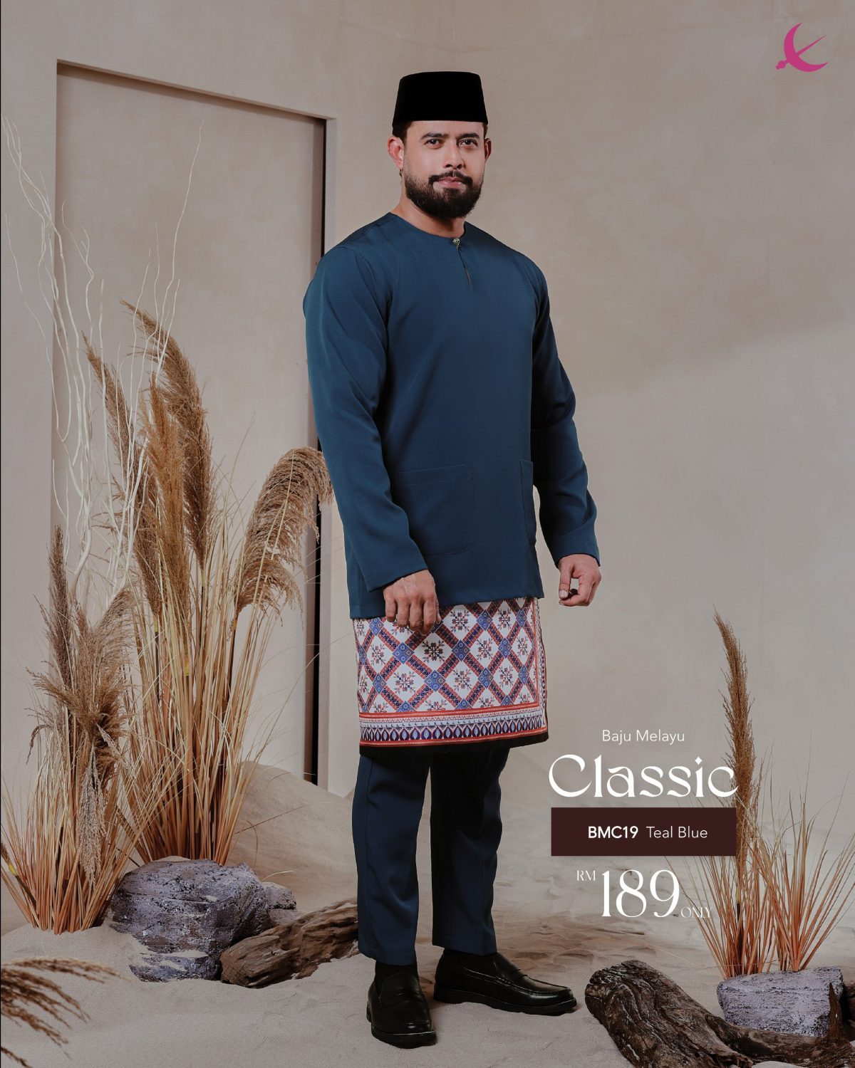 BAJU MELAYU TELUK BELANGA CLASSIC TEAL BLUE