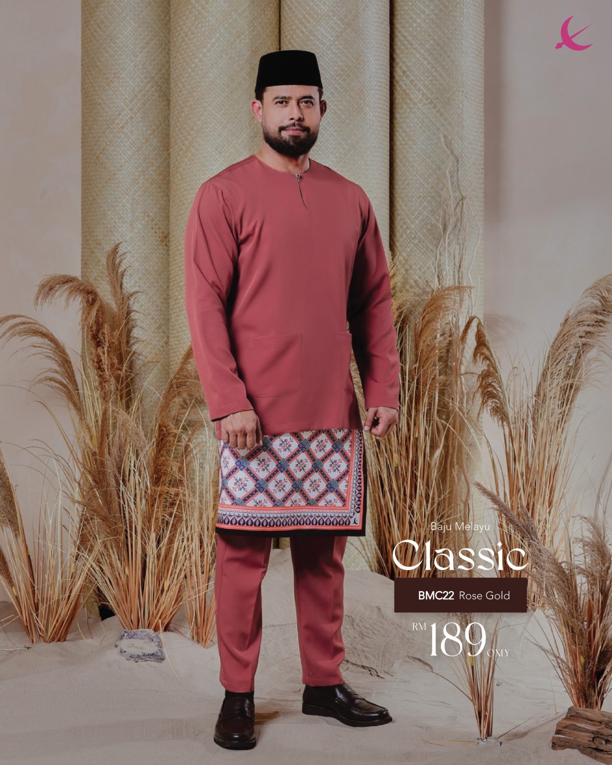 BAJU MELAYU TELUK BELANGA CLASSIC ROSEGOLD