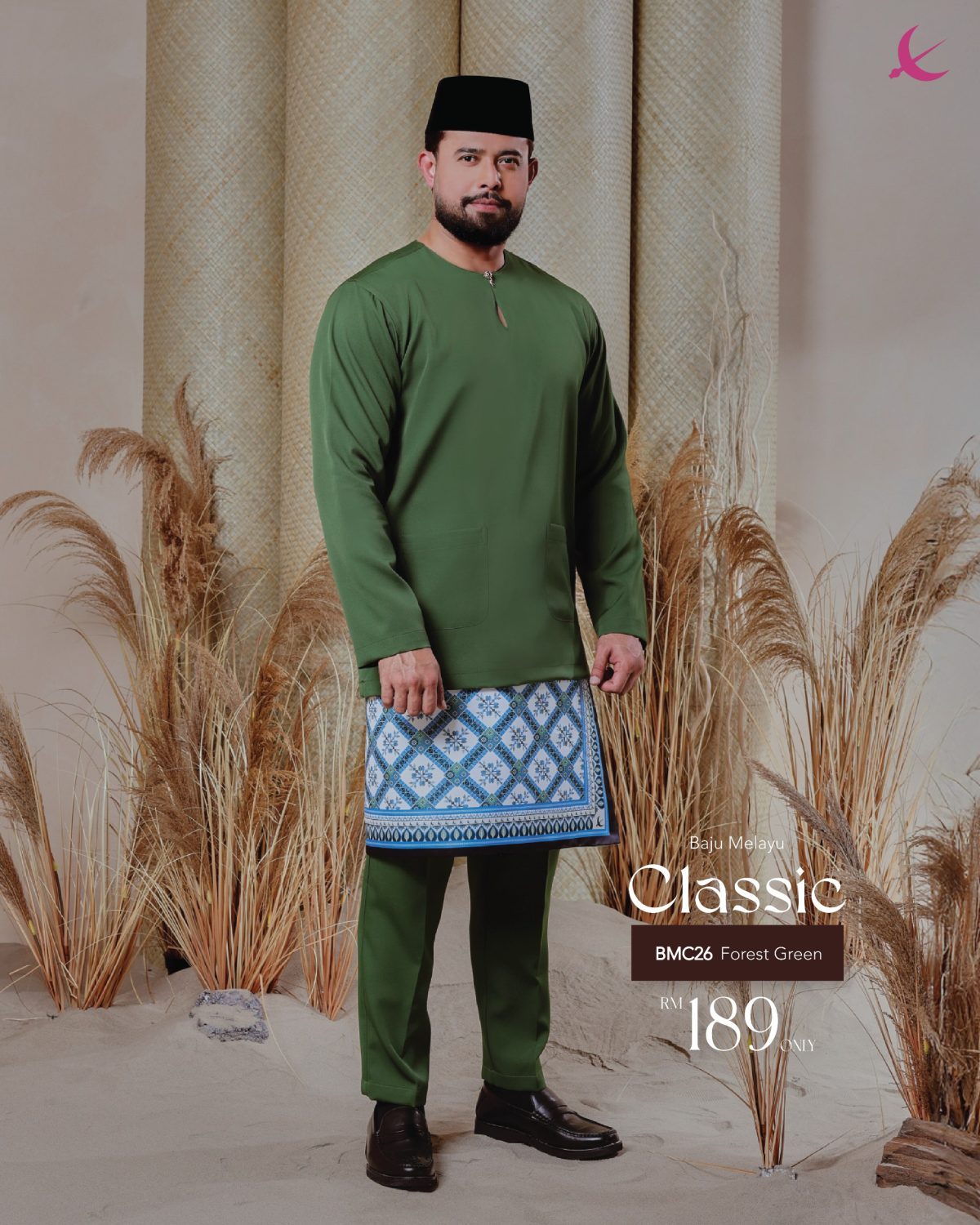 BAJU MELAYU TELUK BELANGA CLASSIC FOREST GREEN