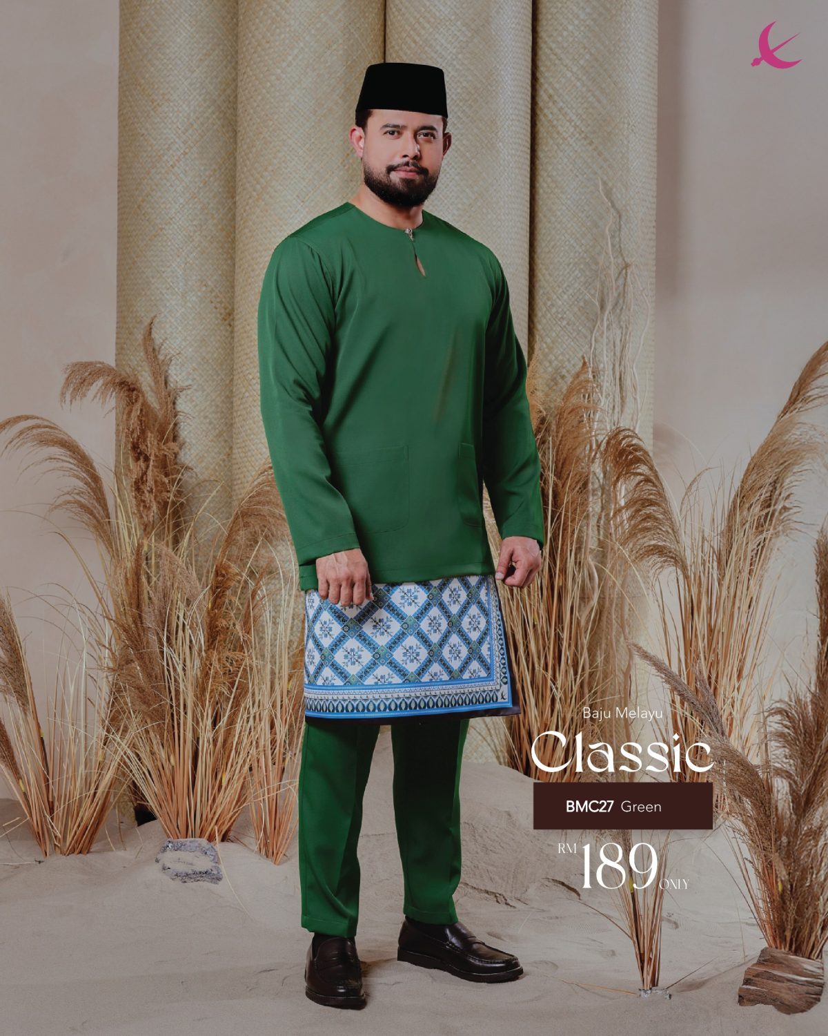 BAJU MELAYU TELUK BELANGA CLASSIC GREEN