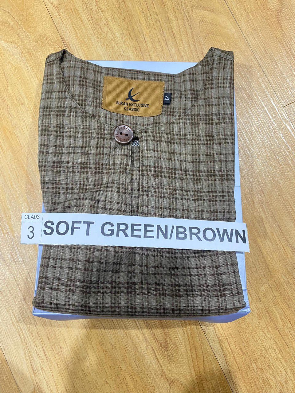 KURTA KLASIK KIDS EDRIS SOFT GREEN/BROWN