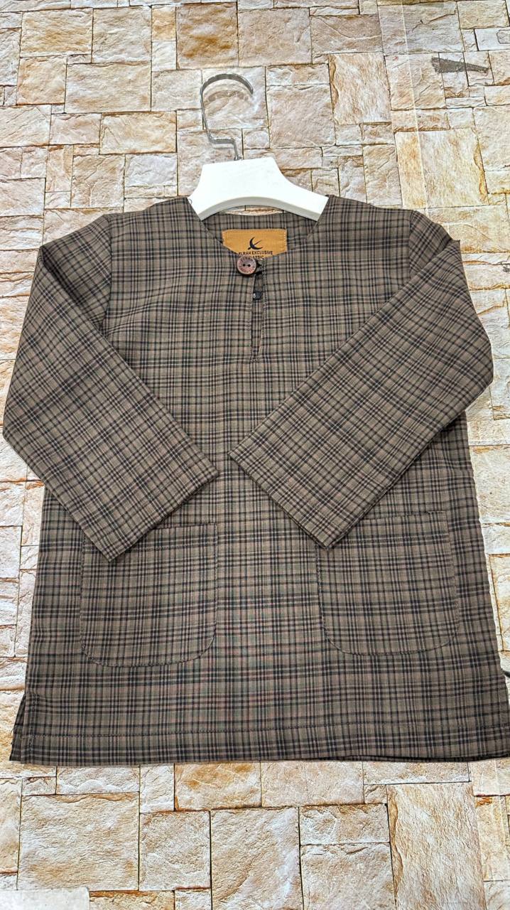 KURTA KLASIK KIDS EDRIS SOFT GREEN/BROWN