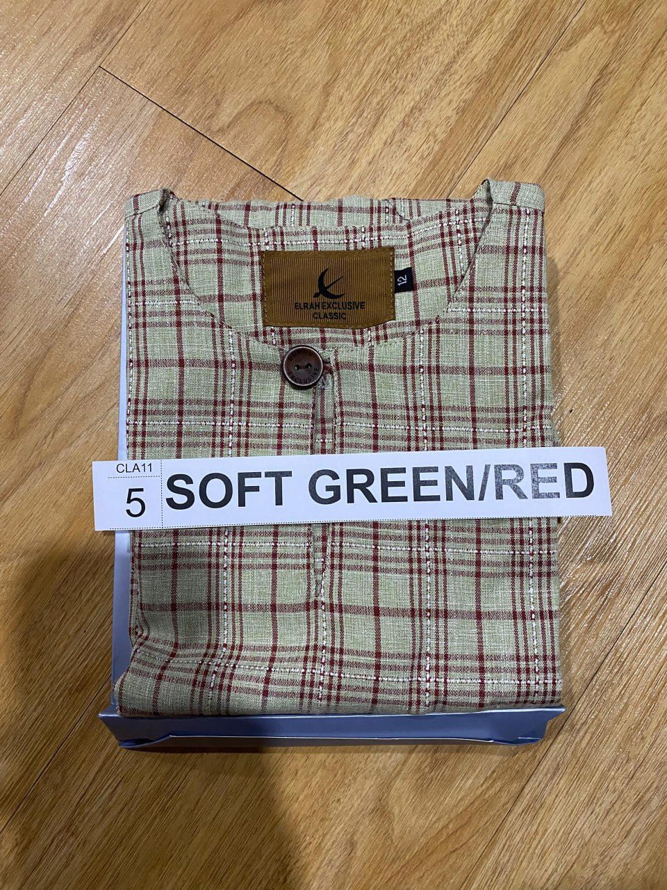 KURTA KLASIK KIDS LATHEEF SOFT GREEN/RED