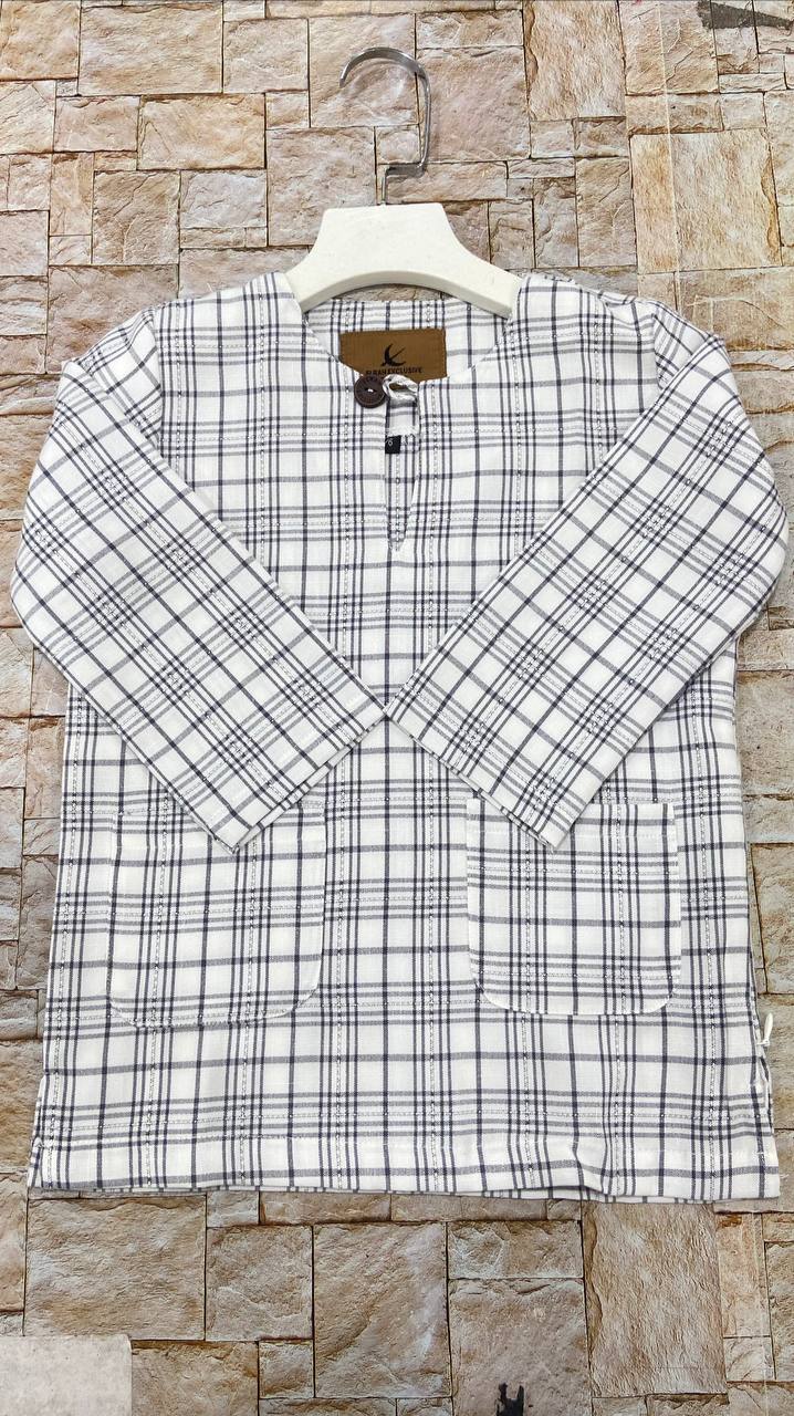 KURTA KLASIK KIDS LATHEEF WHITE/GREY