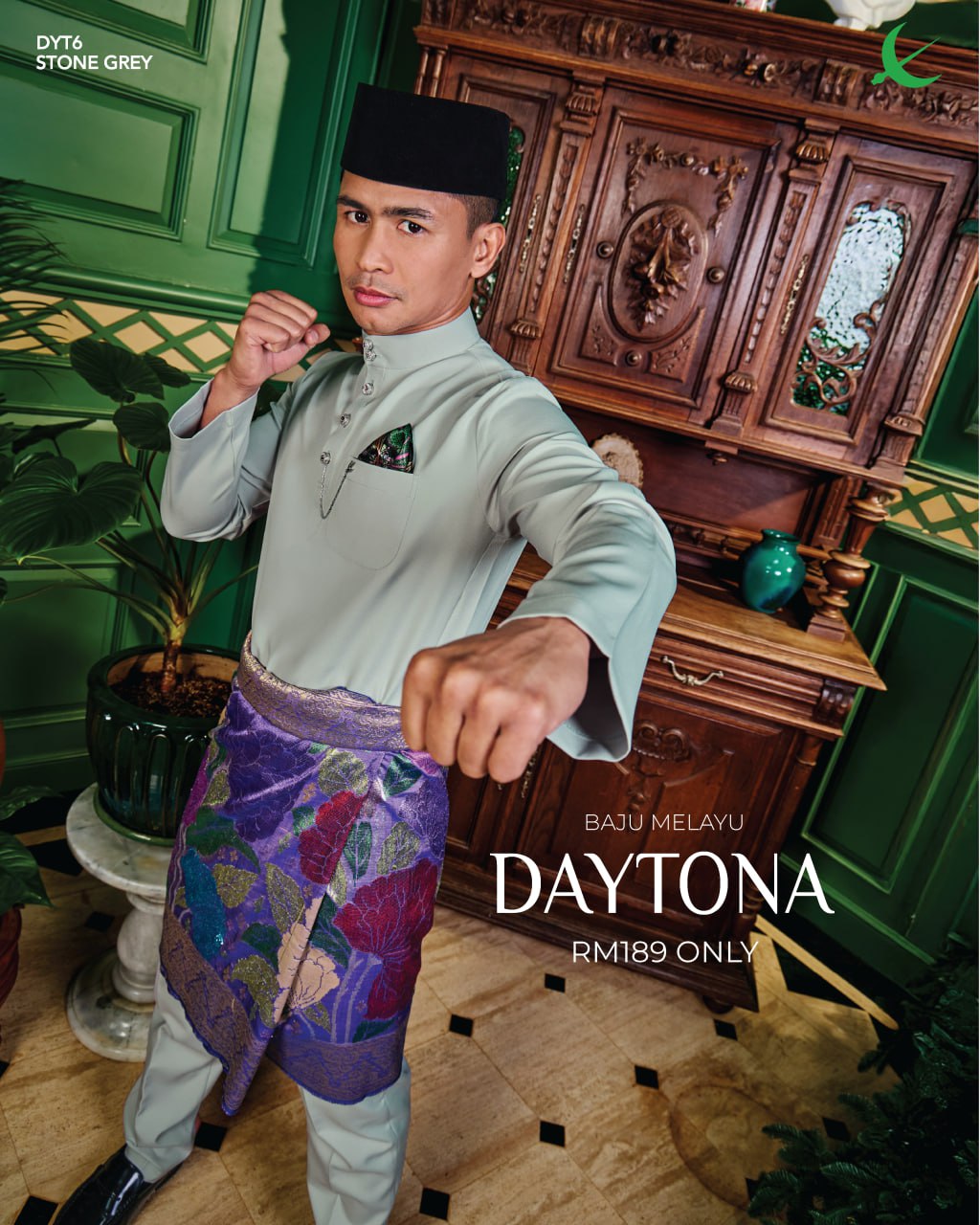 BAJU MELAYU DAYTONA STONE GREY