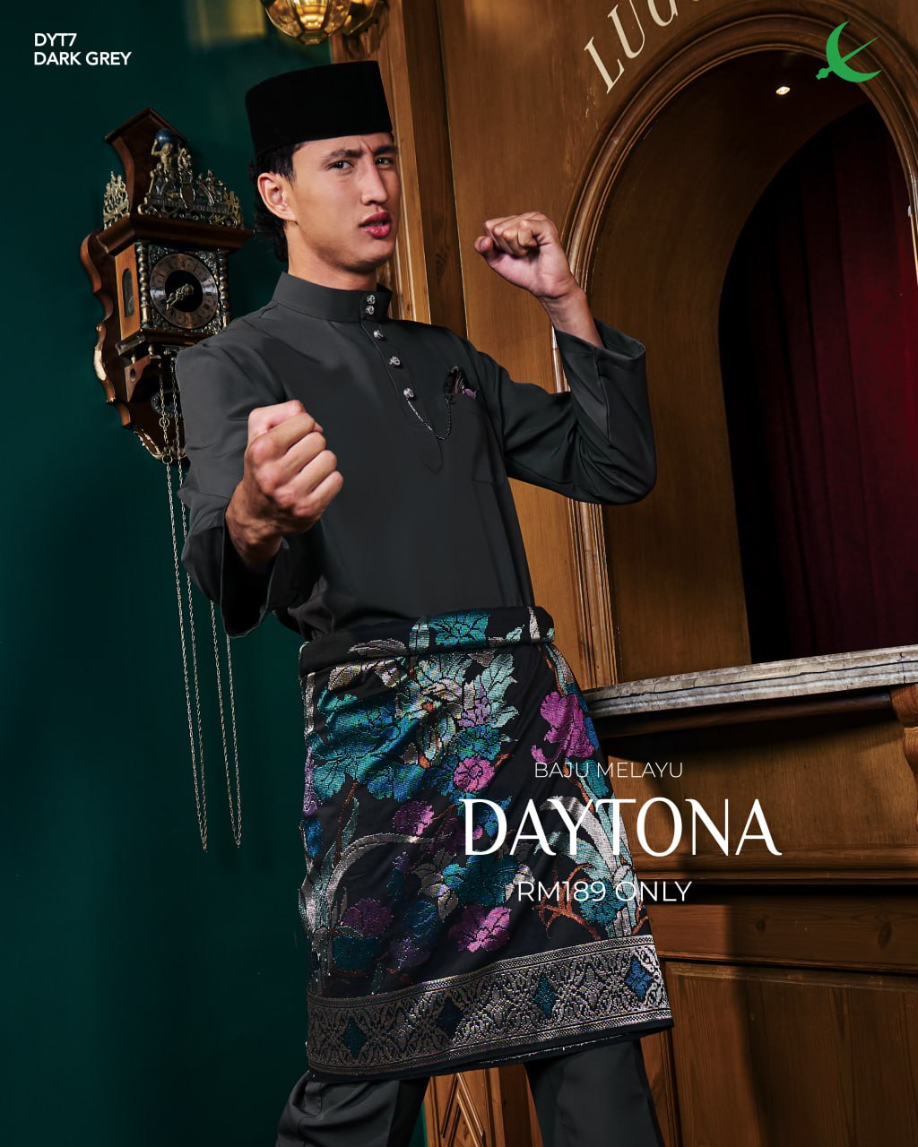 BAJU MELAYU DAYTONA DARK GREY