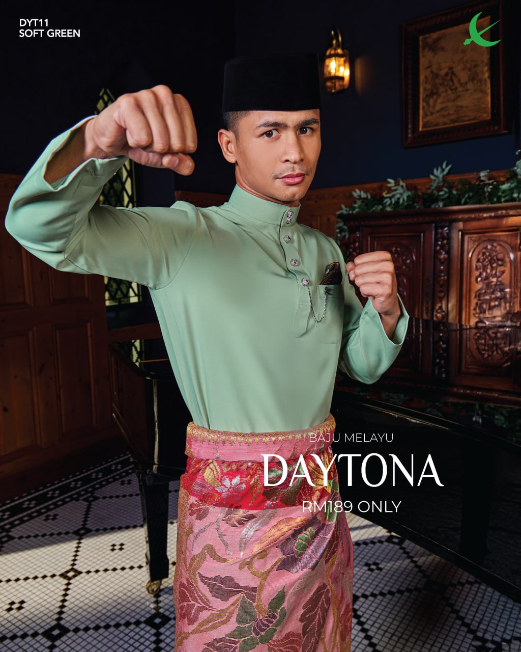 BAJU MELAYU DAYTONA SOFT GREEN