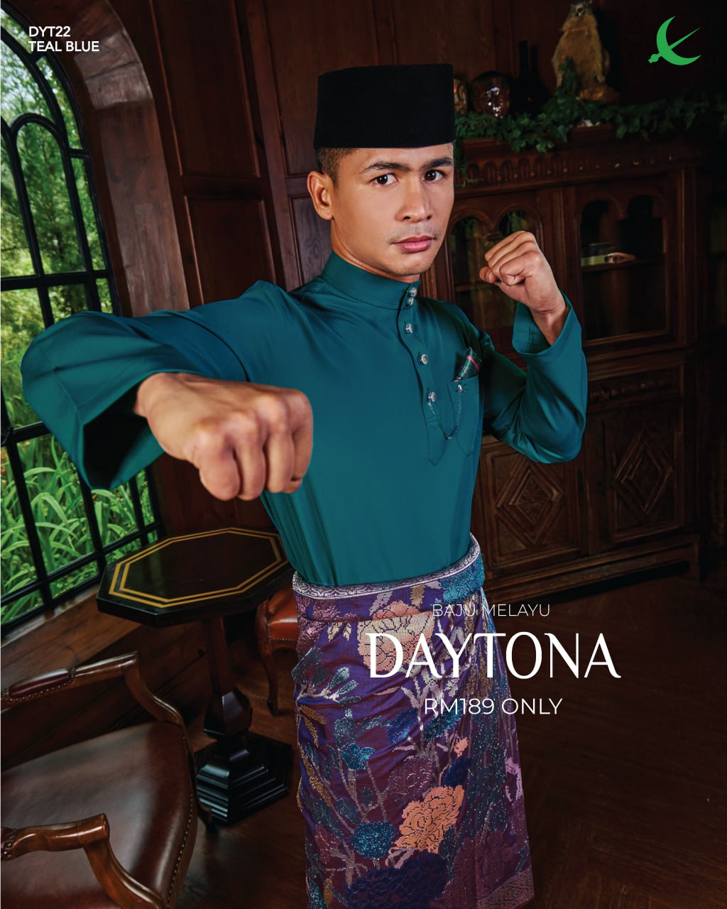 BAJU MELAYU DAYTONA TEAL BLUE