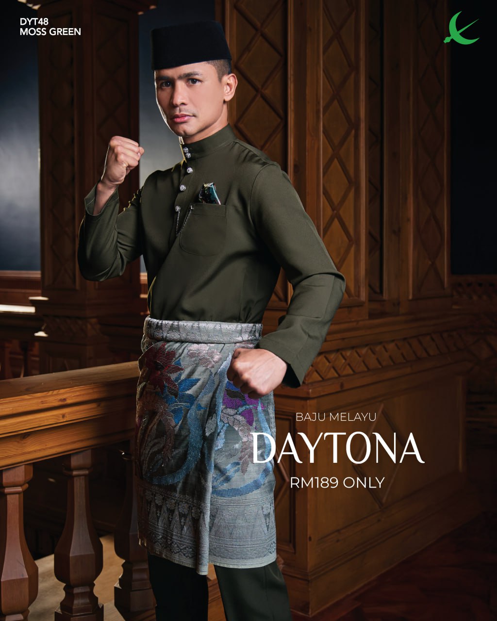 BAJU MELAYU DAYTONA MOSS GREEN