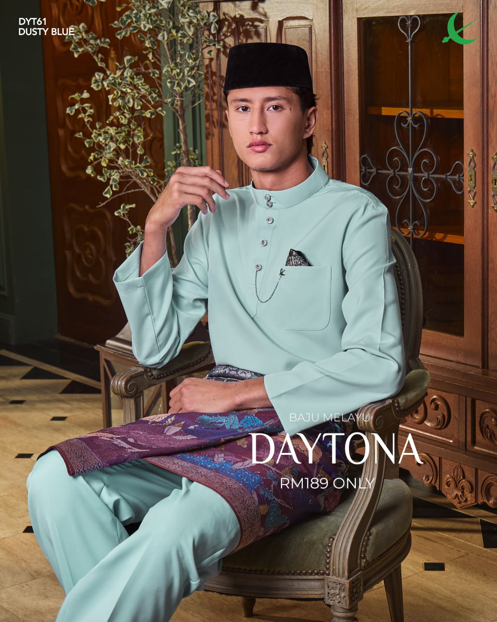 BAJU MELAYU DAYTONA DUSTY BLUE