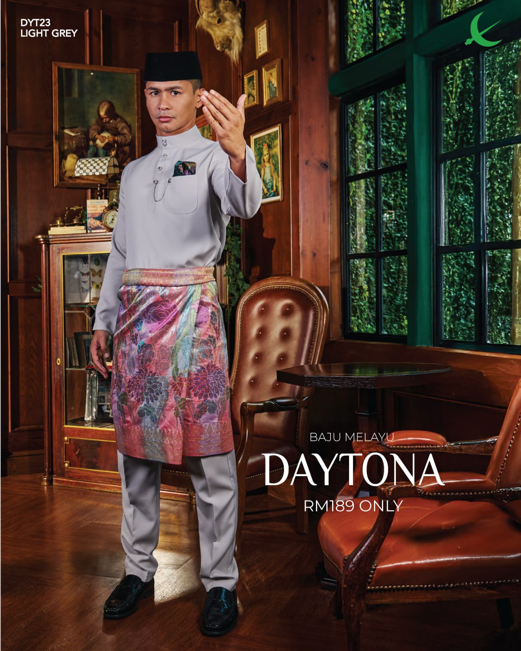 BAJU MELAYU DAYTONA LIGHT GREY