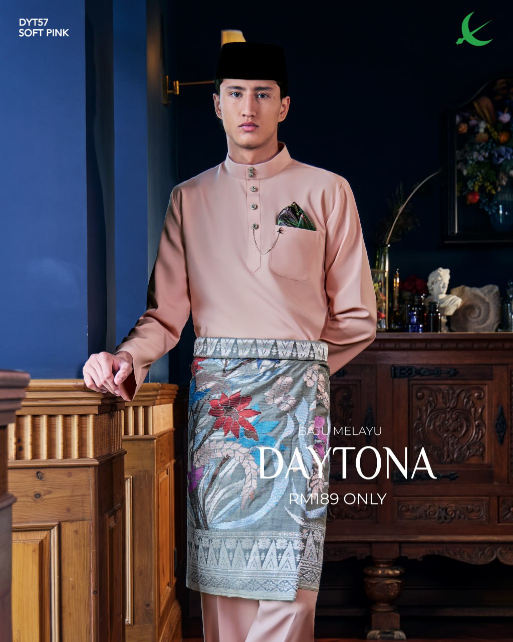 BAJU MELAYU DAYTONA SOFT PINK