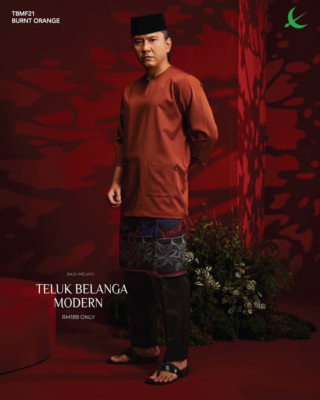 BAJU MELAYU MODERN FIT BURNT ORANGE